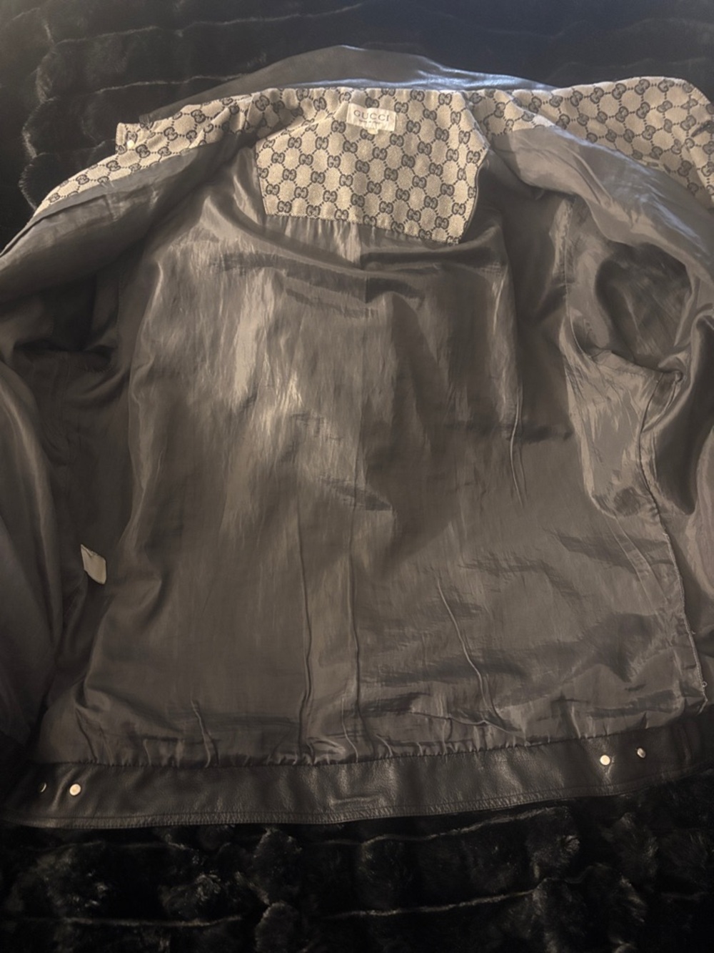 Gucci Black & Gray Monogram Bomber Jacket - Picture 4 of 6